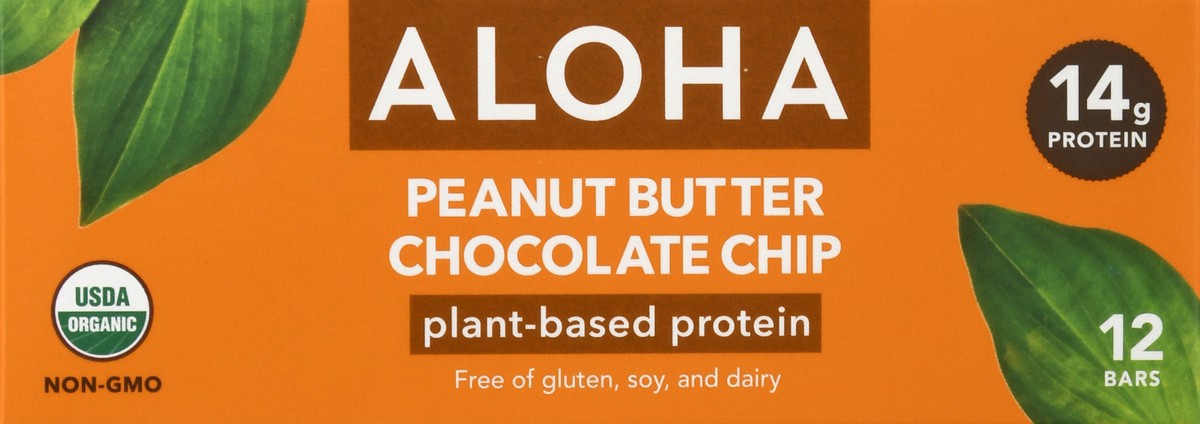 slide 13 of 13, Aloha Organic 12 Pack Peanut Butter Chocolate Chip Protein Bar 12 ea, 12 ct