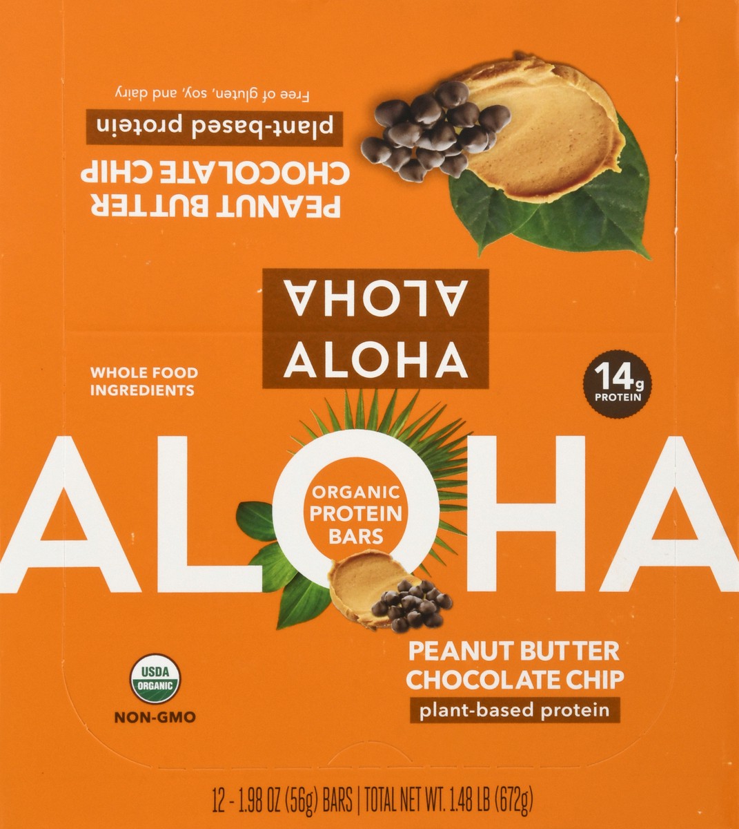 slide 1 of 13, Aloha Organic 12 Pack Peanut Butter Chocolate Chip Protein Bar 12 ea, 12 ct