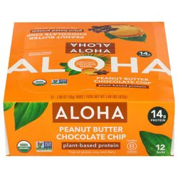 Aloha Organic Peanut Butter Chocolate Chip Protein Bar 12 - 1.98 oz Bars