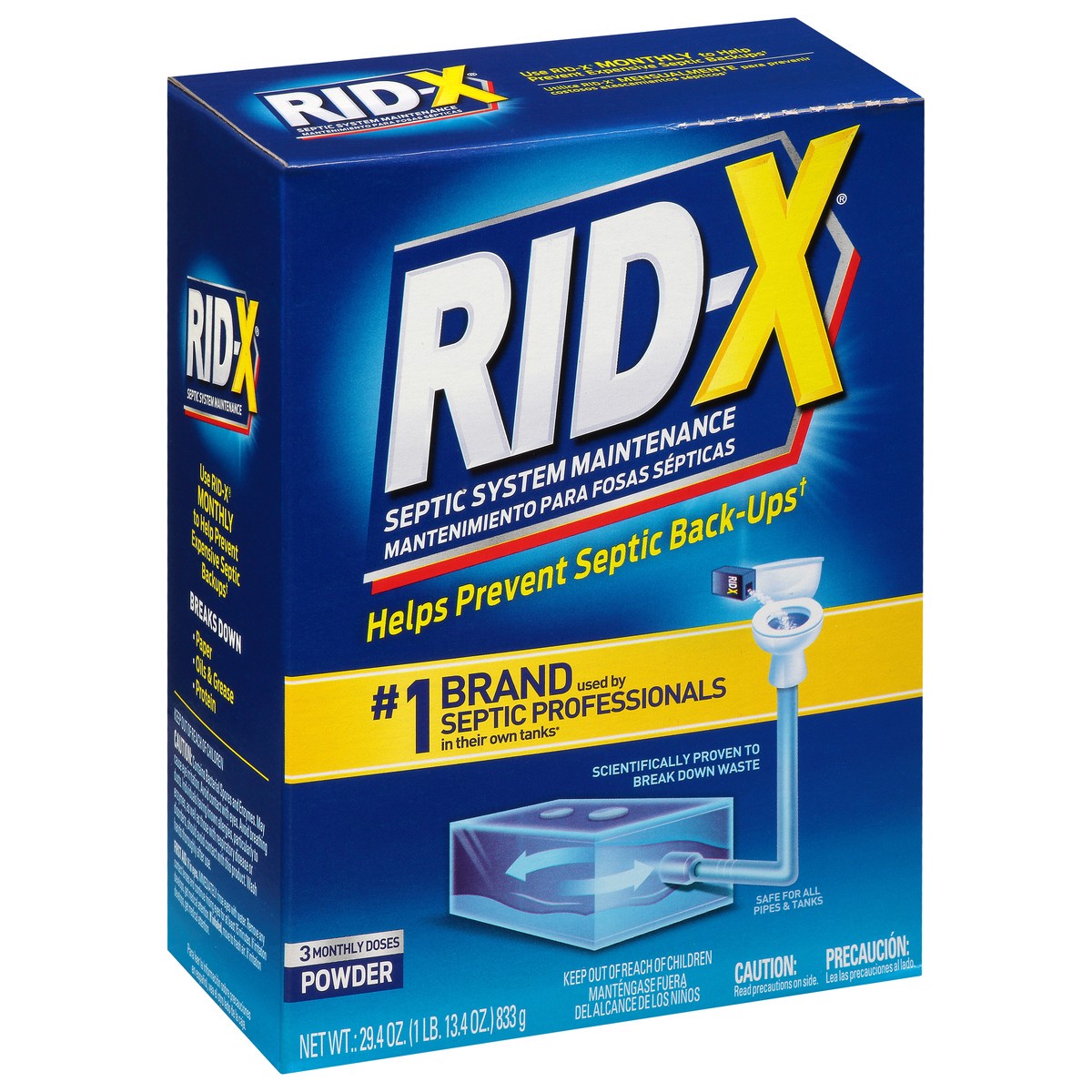 slide 2 of 9, RID-X Septic Tank Treatment, 3 Month Supply Of Powder, 29.4oz, 100% Biobased, 29.4 oz