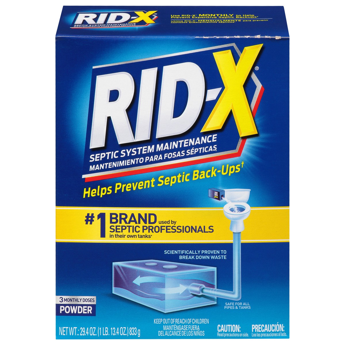 slide 1 of 9, RID-X Septic Tank Treatment, 3 Month Supply Of Powder, 29.4oz, 100% Biobased, 29.4 oz