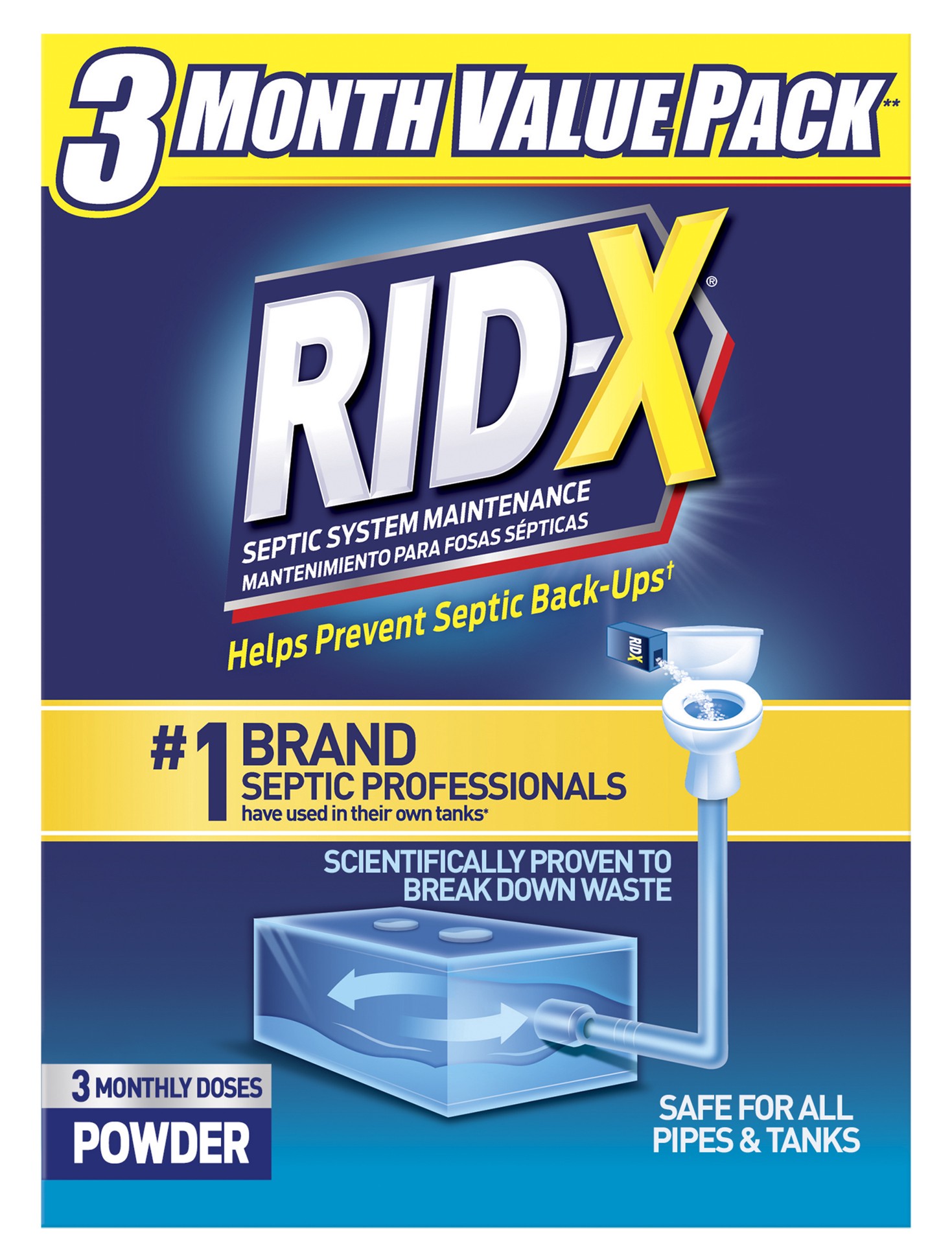 slide 1 of 9, RID-X Septic Tank Treatment, 3 Month Supply Of Powder, 29.4oz, 100% Biobased, 29.4 oz