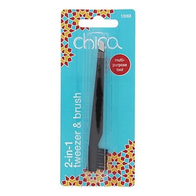 slide 1 of 1, Chica 2-In-1 Tweezer & Brush Tool, 1 ct