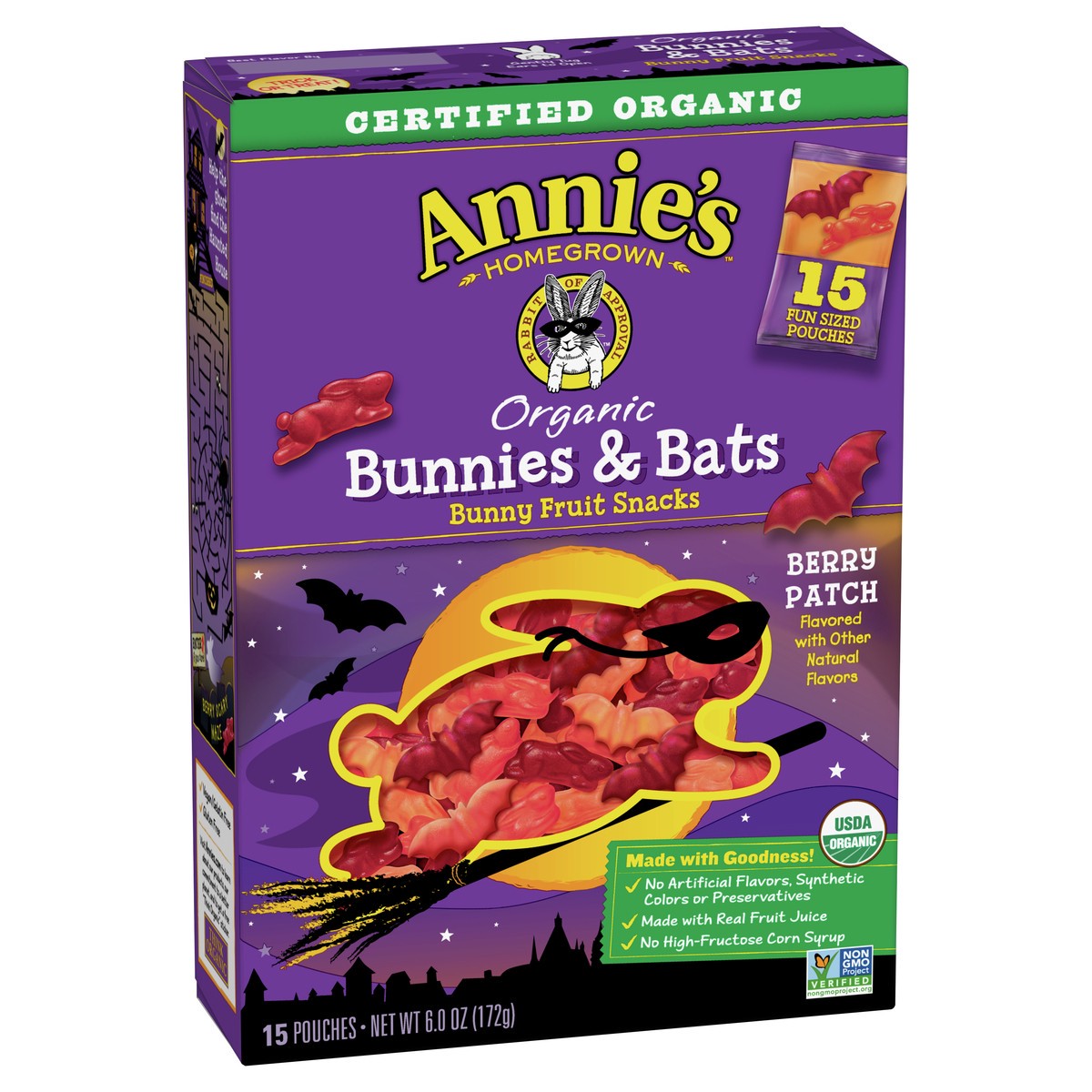 slide 9 of 9, Annie's Organic Bunnies & Bats Berry Patch Fruit Snacks 15 ea, 15 ct