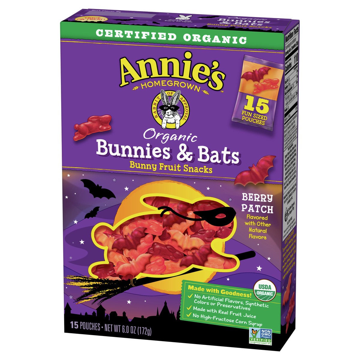 slide 2 of 9, Annie's Organic Bunnies & Bats Berry Patch Fruit Snacks 15 ea, 15 ct