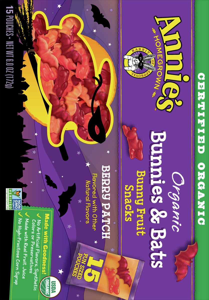 slide 4 of 9, Annie's Organic Bunnies & Bats Berry Patch Fruit Snacks 15 ea, 15 ct