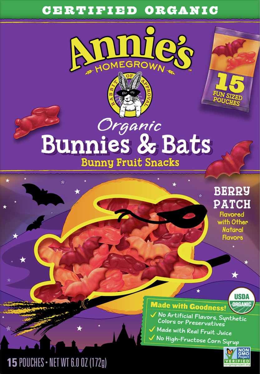 slide 5 of 9, Annie's Organic Bunnies & Bats Berry Patch Fruit Snacks 15 ea, 15 ct