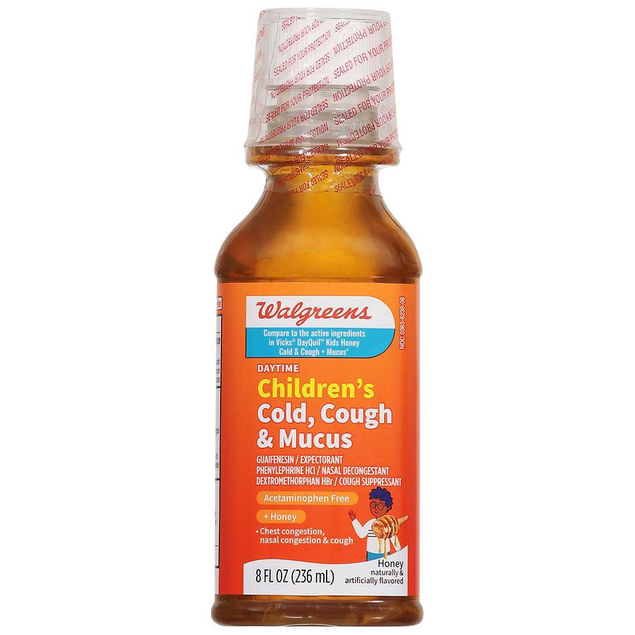 slide 1 of 5, Walgreens Children's Cold + Cough + Mucus Daytime Honey, 8 fl oz