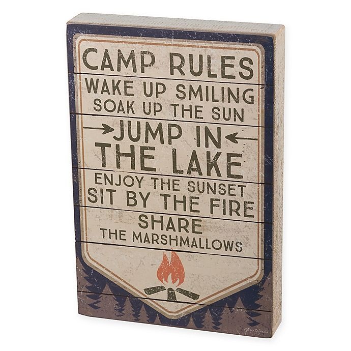 slide 1 of 1, Camp Rules Box Wall Art - Natural, 12 in x 8 in