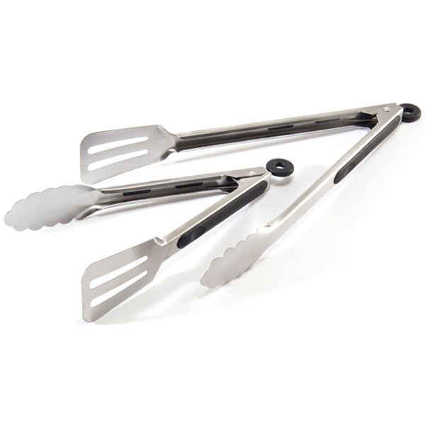 slide 1 of 1, Grand Gourmet Turner Tongs Set Of 2 With Soft Grip Handle Inserts, 1 ct