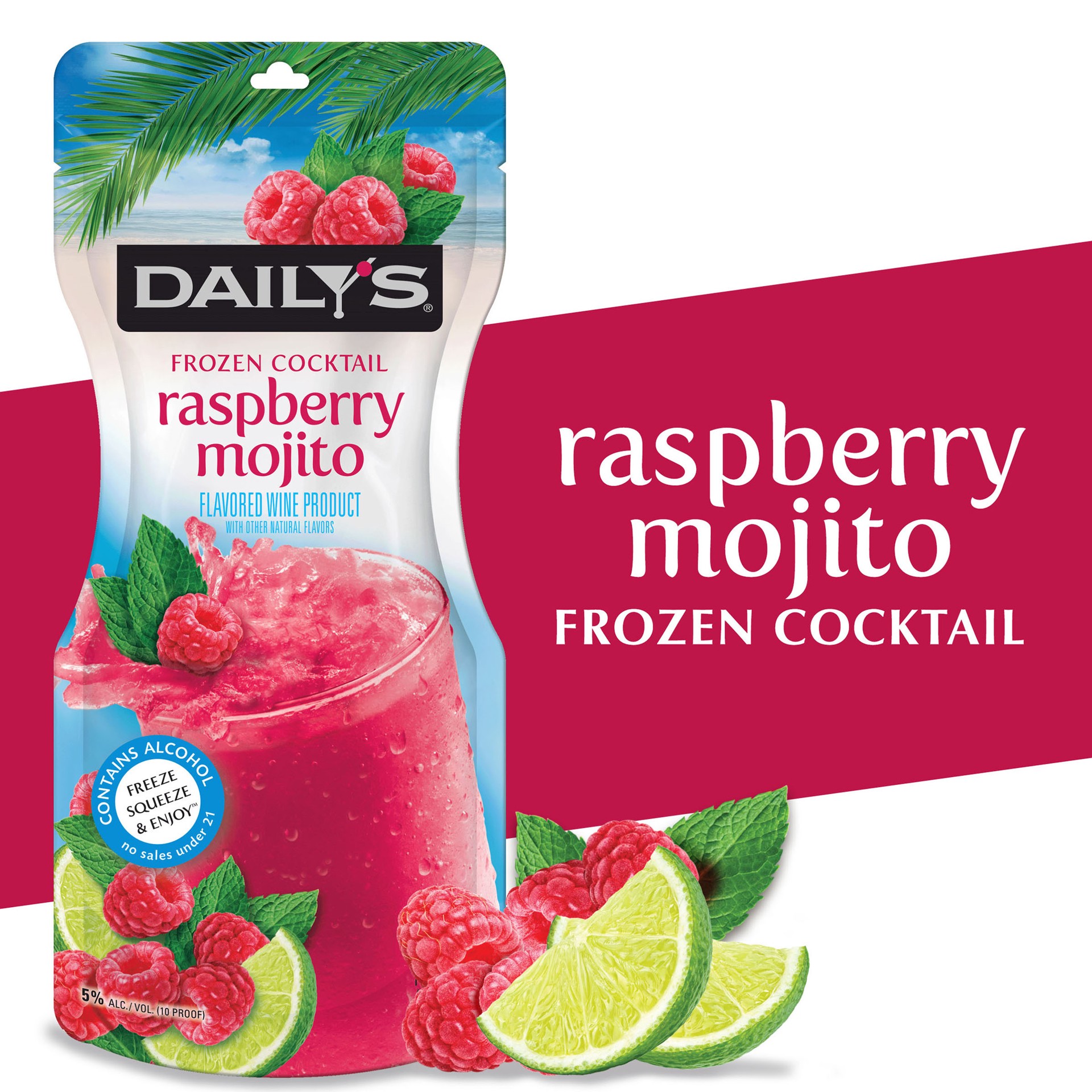 slide 1 of 8, Daily's Raspberry Mojito Ready to Drink Frozen Pouch 10 fl oz, 10 fl oz