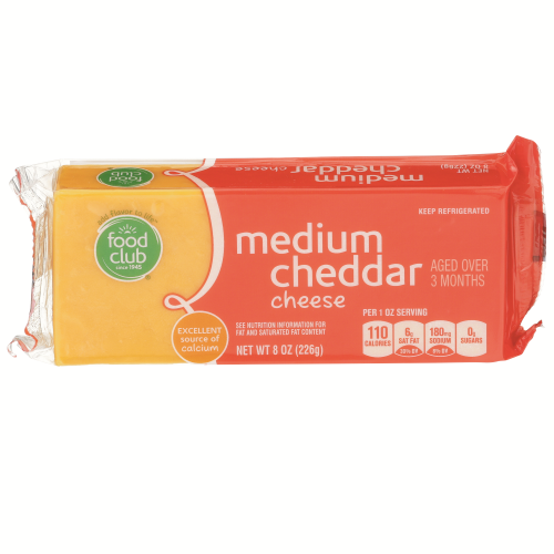 slide 1 of 1, Food Club Medium Cheddar Cheese Block, 8 oz