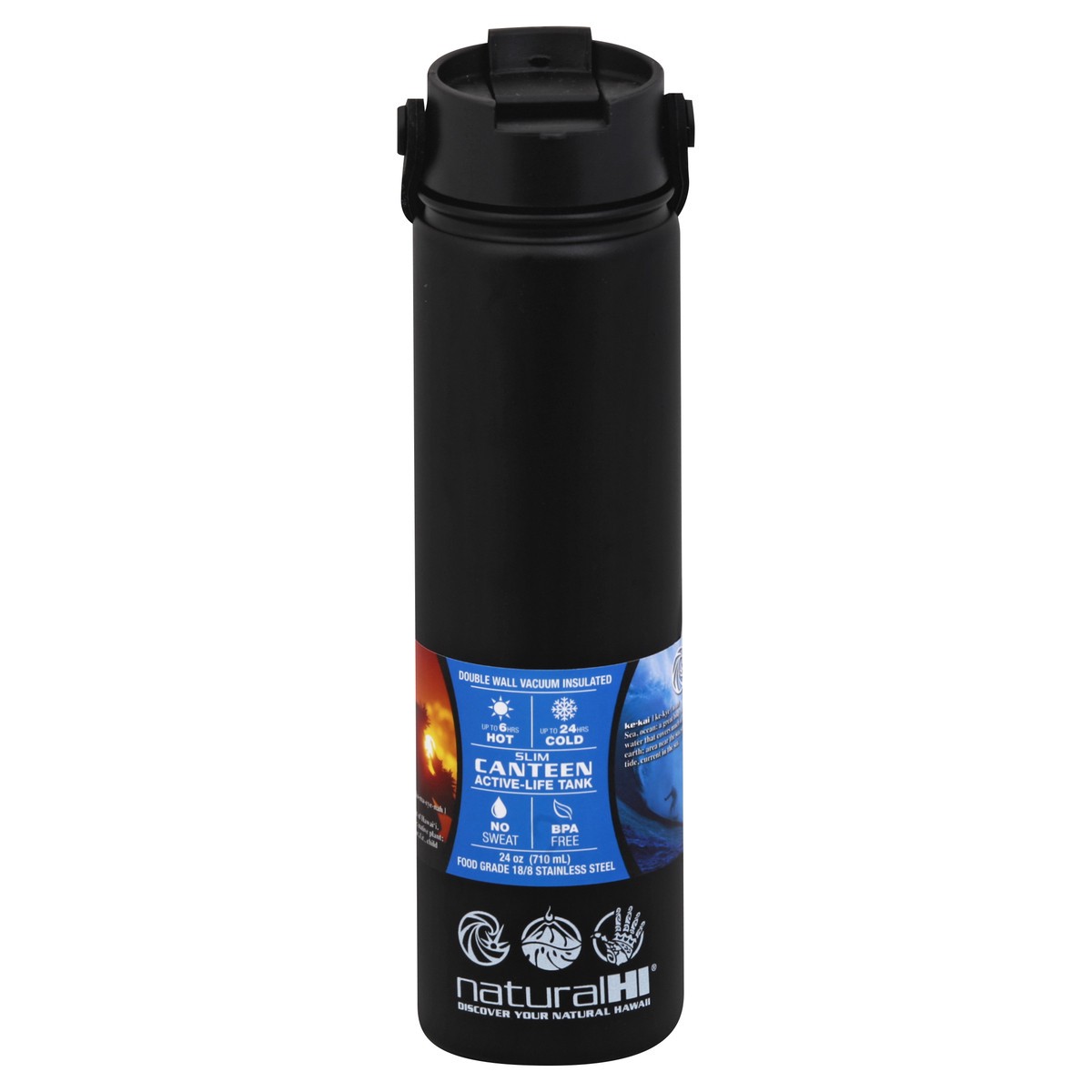 slide 1 of 2, NATURAL HI Flask S/S 24Oz Pitch Black - Ea, 24 oz