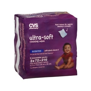 slide 1 of 1, CVS Health Ultra Soft Cleansing Wipes Refills, Scented, 3 pk; 72 ct