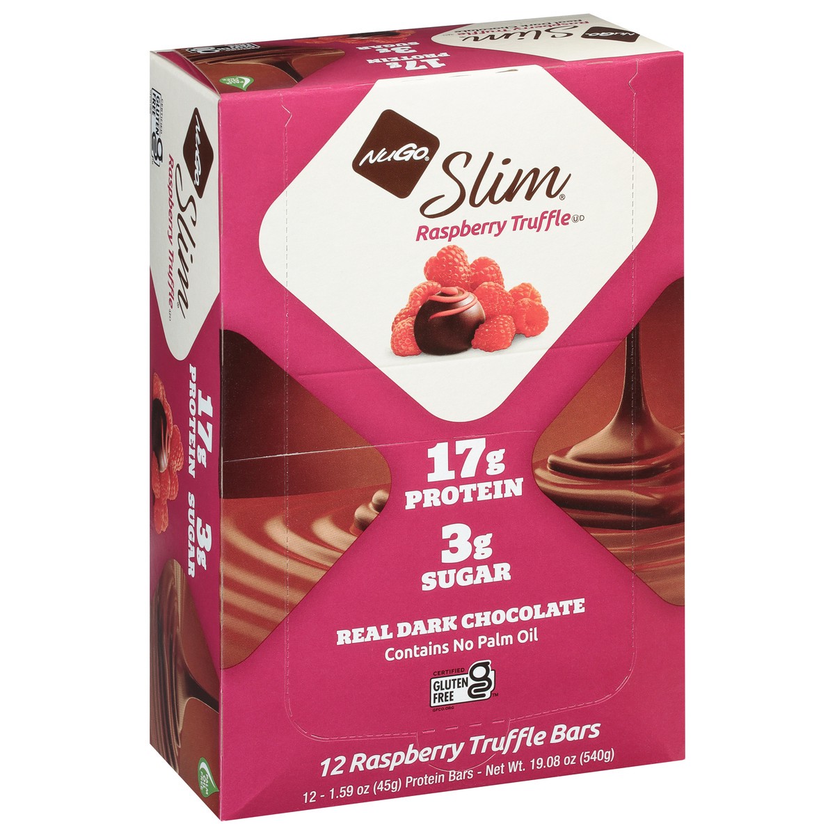 slide 9 of 9, NuGo Slim Raspberry Truffle Protein Bars 12 - 1.59 oz Bars, 12 ct
