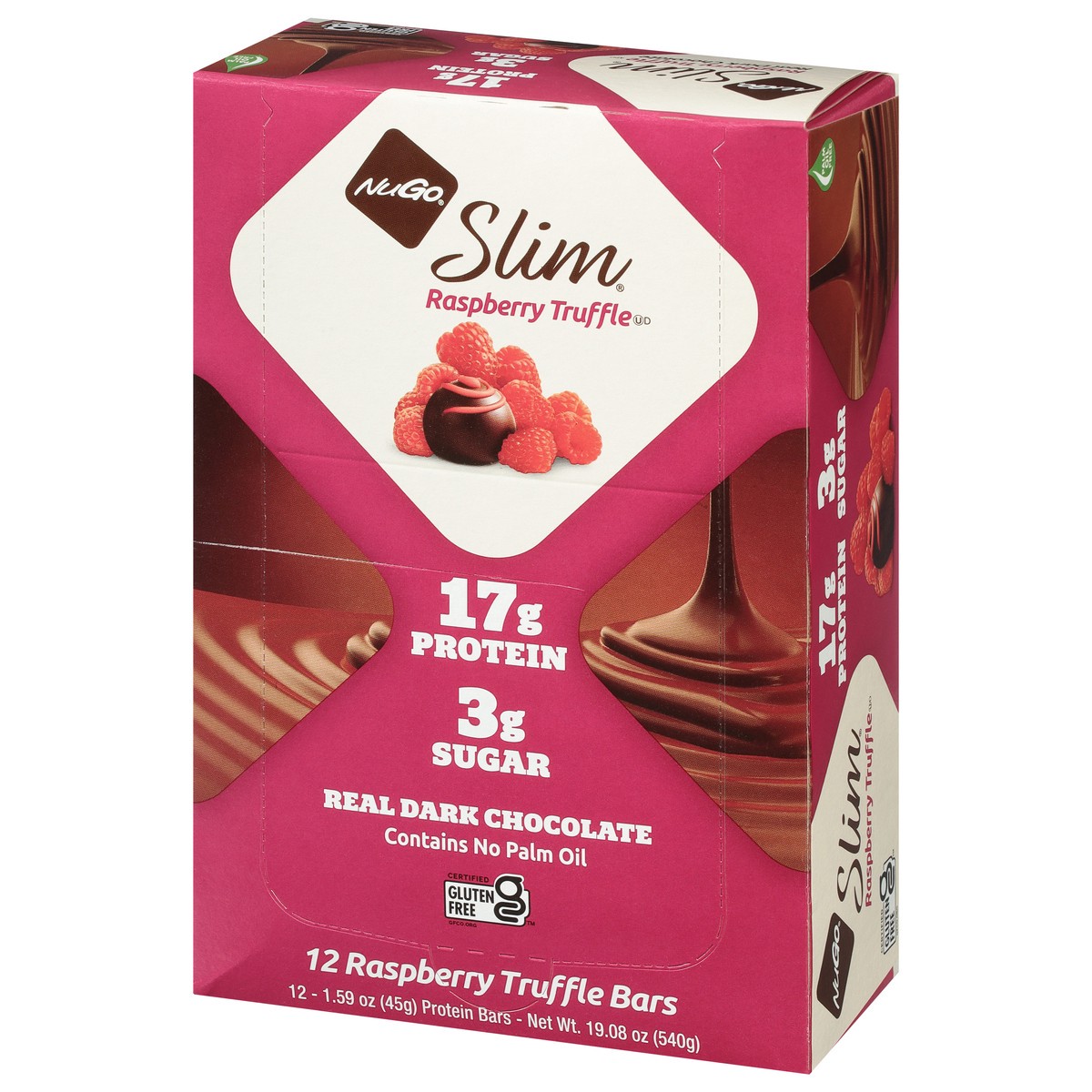 slide 6 of 9, NuGo Slim Raspberry Truffle Protein Bars 12 - 1.59 oz Bars, 12 ct