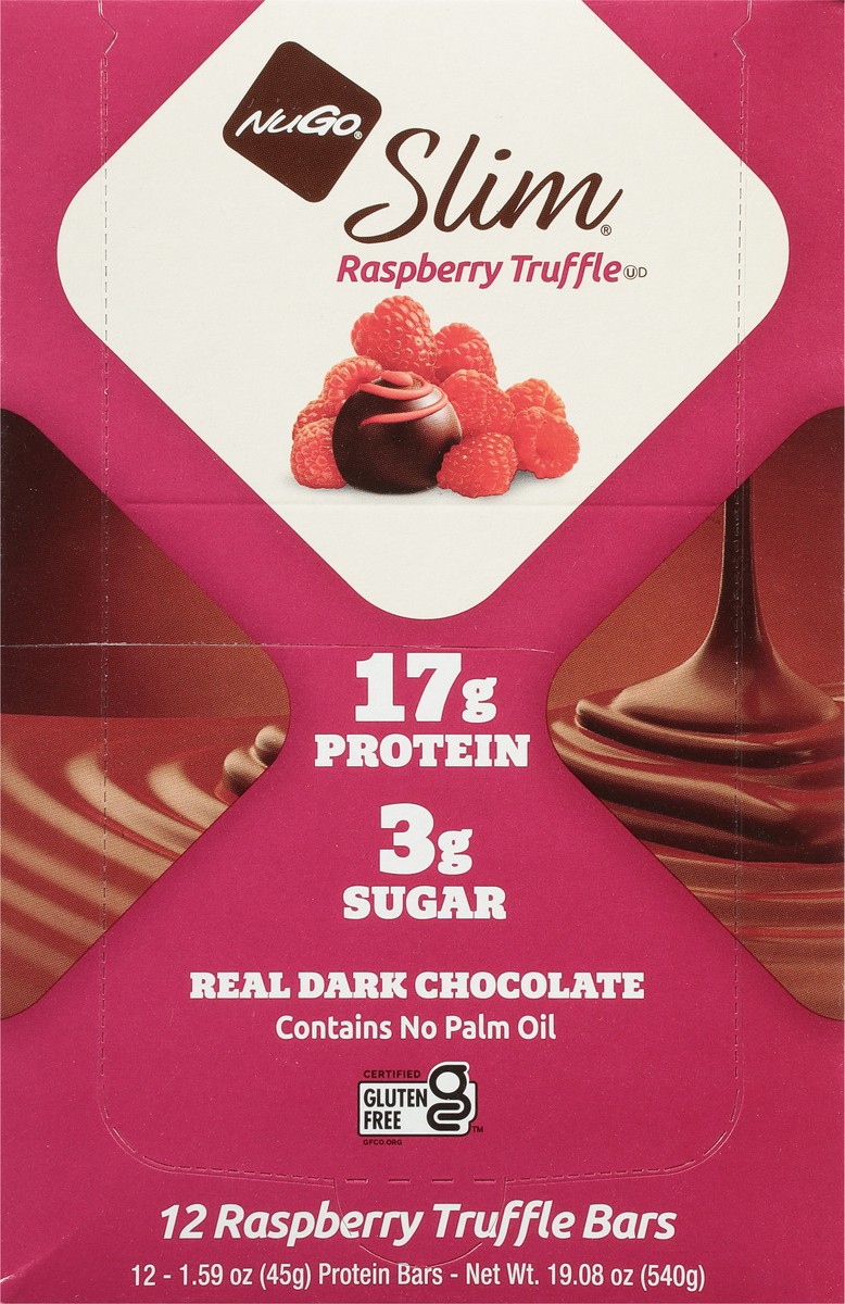 slide 3 of 9, NuGo Slim Raspberry Truffle Protein Bars 12 - 1.59 oz Bars, 12 ct