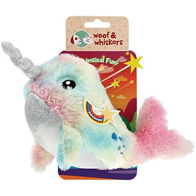 slide 1 of 1, Woof and Whiskers Rainbow Narwhal Plush Dog Toy, 1 ct