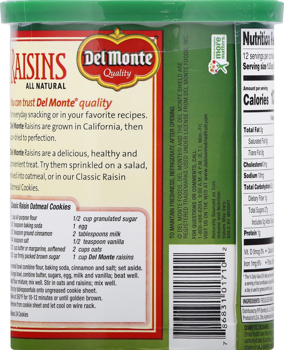 slide 5 of 12, Del Monte Raisins 18 oz, 18 oz