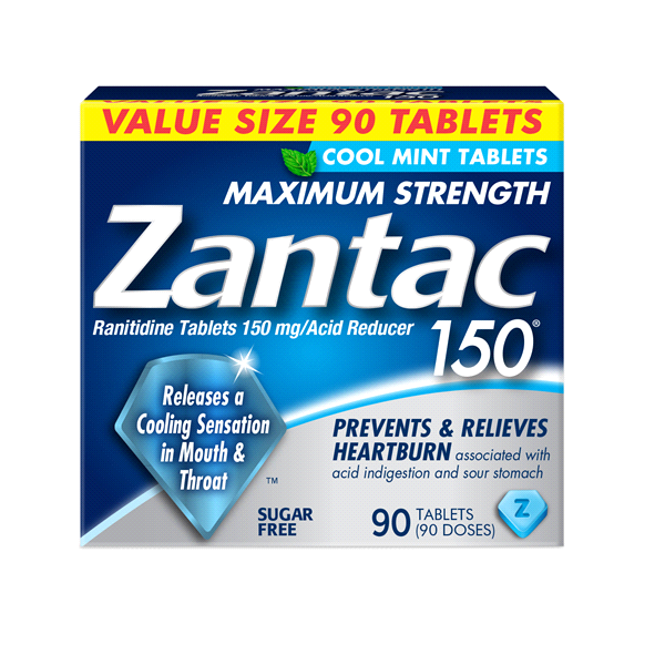 slide 1 of 1, Zantac 150 Cool Mint Tablets, 90 ct