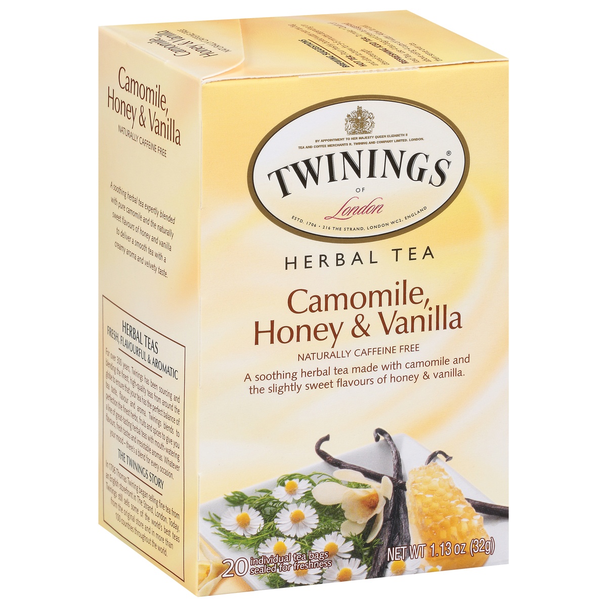 slide 1 of 7, Twinings of London Camomile, Honey & Vanilla Herbal Tea 20 ct Tea Bags 1.13 oz. Box, 20 ct