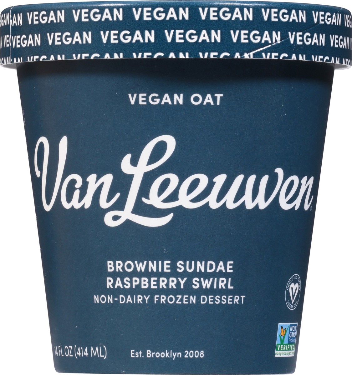 slide 10 of 14, Van Leeuwen Non-Dairy Brownie Sundae Raspberry Swirl Frozen Dessert 14 fl oz, 14 fl oz