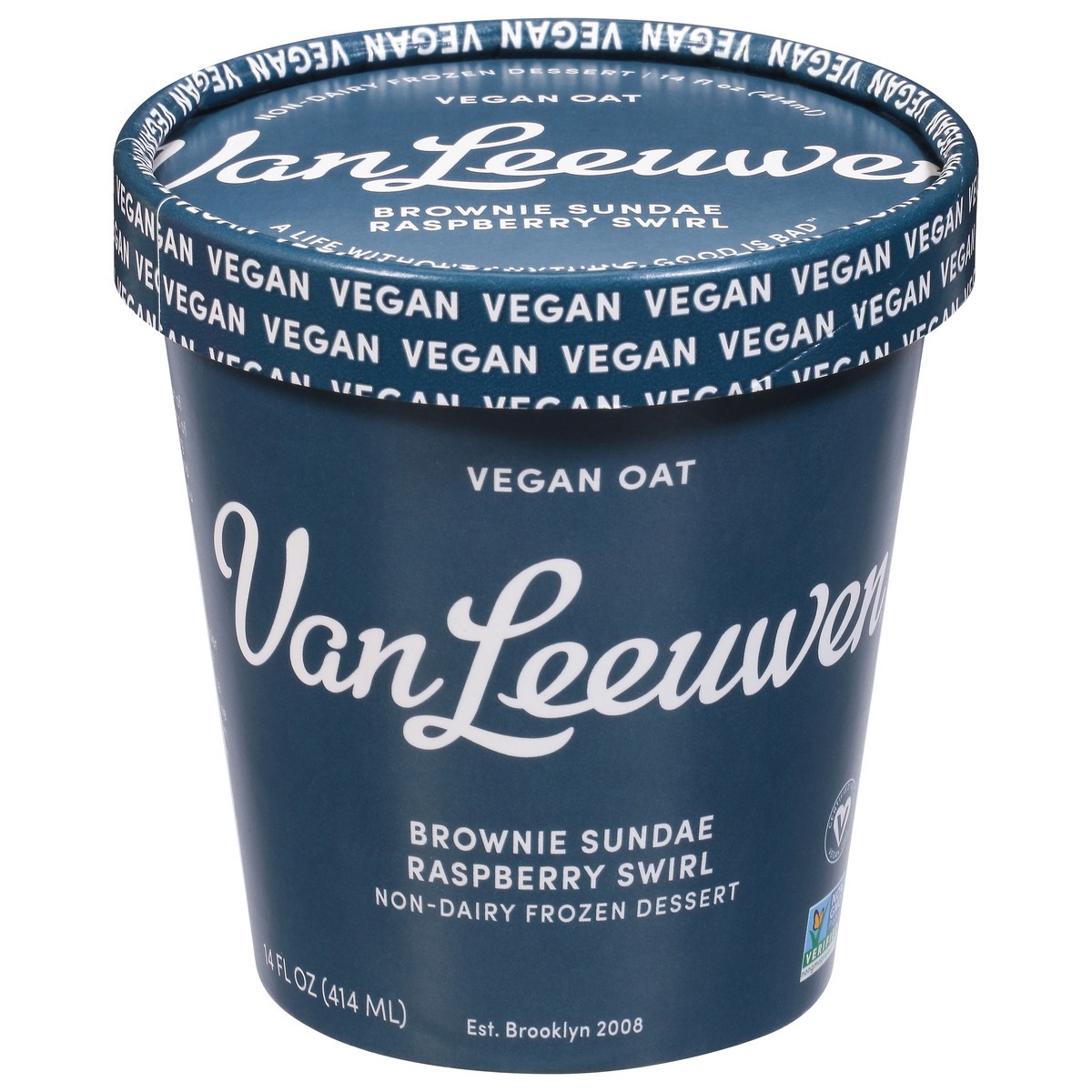 slide 9 of 14, Van Leeuwen Non-Dairy Brownie Sundae Raspberry Swirl Frozen Dessert 14 fl oz, 14 fl oz