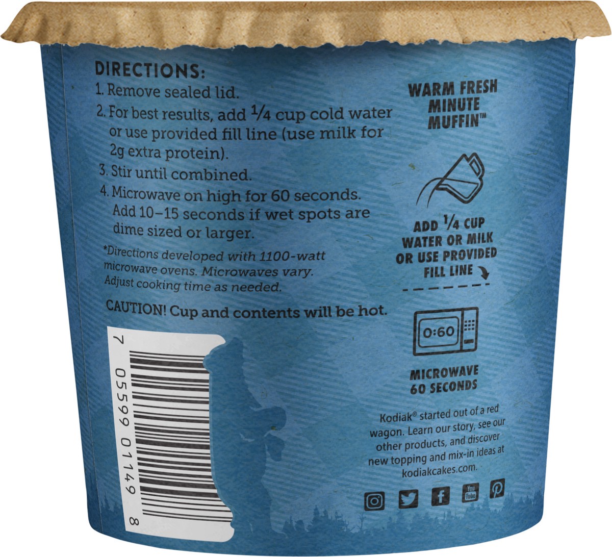 slide 2 of 6, Kodiak Cakes Muffin Power Cup, Blueberry, 2.22 oz, 2.29 oz