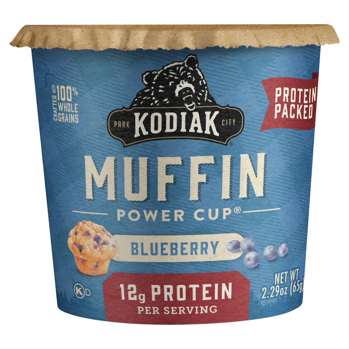 slide 1 of 6, Kodiak Cakes Muffin Power Cup, Blueberry, 2.22 oz, 2.29 oz