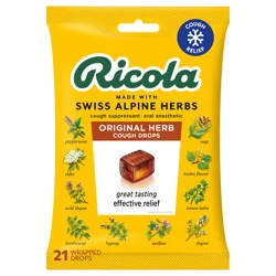 Ricola Original Herb Soothing Cough Drops - Throat Relief & Cough Suppressant, 21 Count