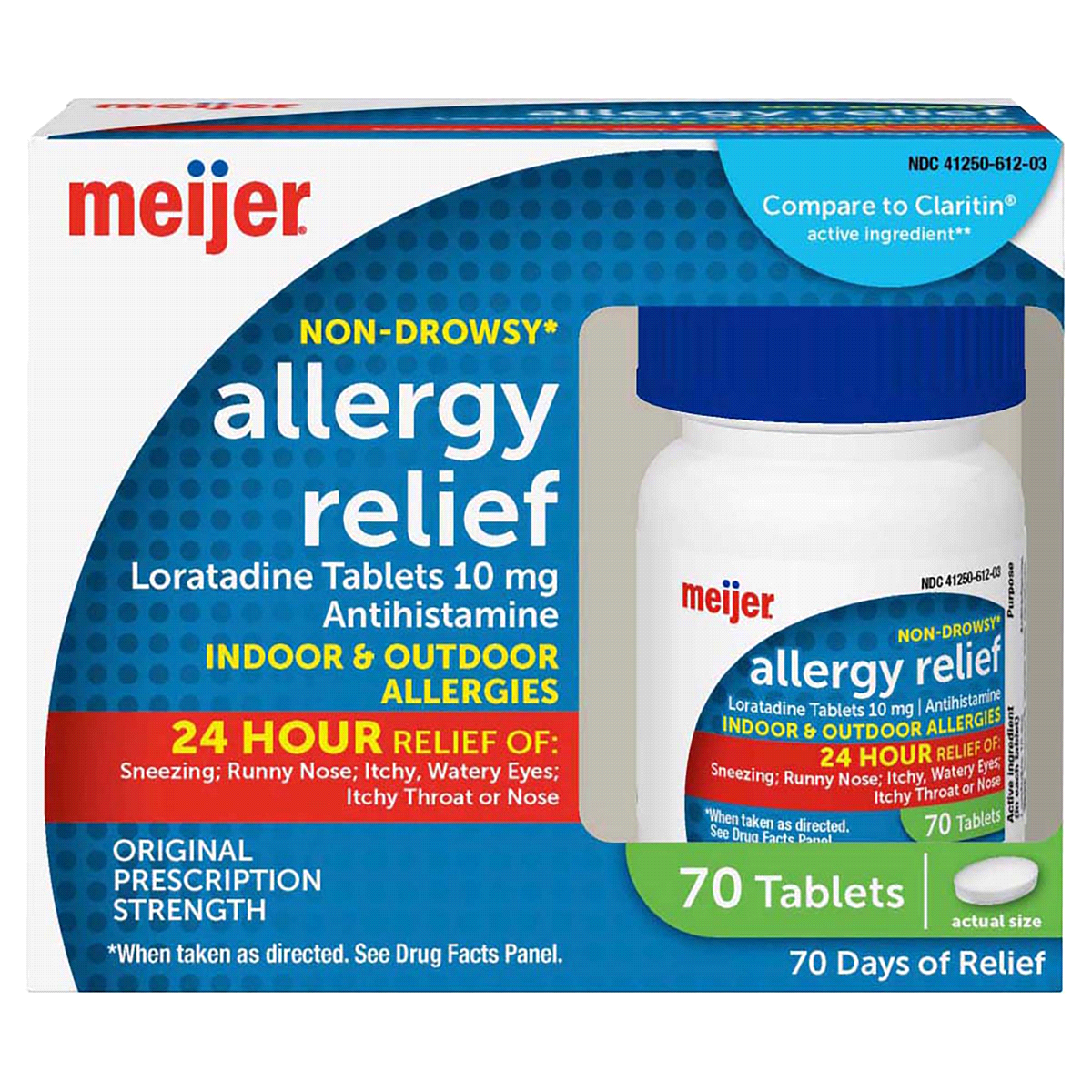 slide 1 of 29, Meijer Allergy Relief Loratadine Tablets, Antihistamine, 70 ct; 10 mg