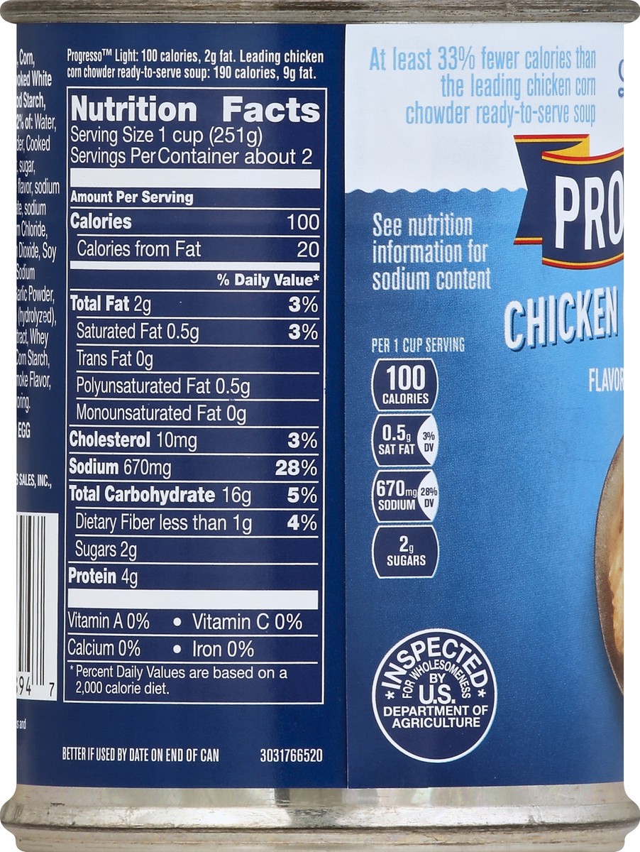 slide 3 of 6, Progresso Light Chicken Corn Chowder Flavored With Real Bacon, 18.5 oz