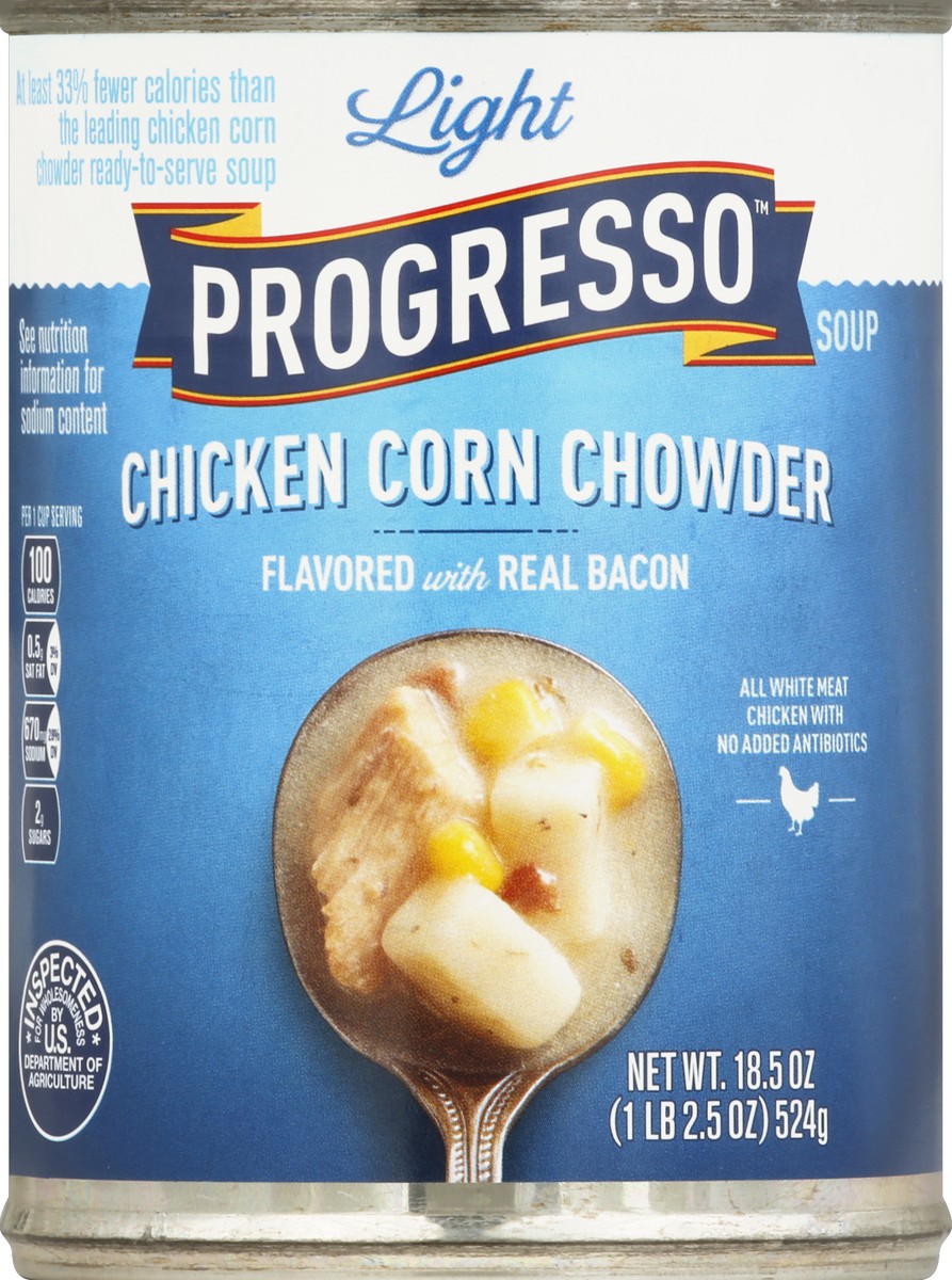 slide 5 of 6, Progresso Light Chicken Corn Chowder Flavored With Real Bacon, 18.5 oz