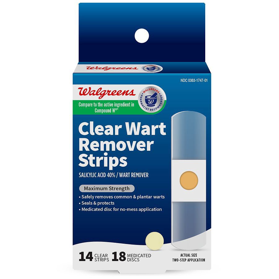slide 1 of 3, Walgreens Clear Wart Remover Strips, 14 ct