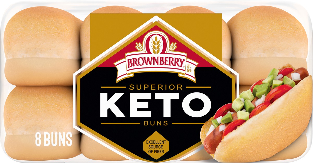 slide 5 of 7, Brownberry Keto Buns, 8 count, White Hot Dog Buns, 12 oz Bag, 8 ct