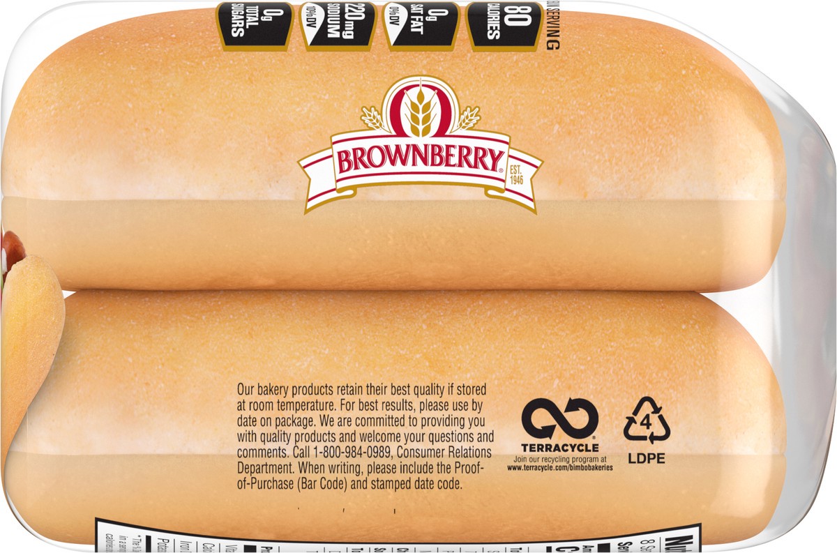 slide 3 of 7, Brownberry Keto Buns, 8 count, White Hot Dog Buns, 12 oz Bag, 8 ct