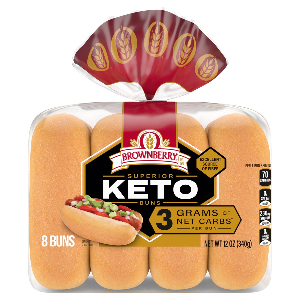 slide 1 of 7, Brownberry Keto Buns, 8 count, 12 oz, 8 ct