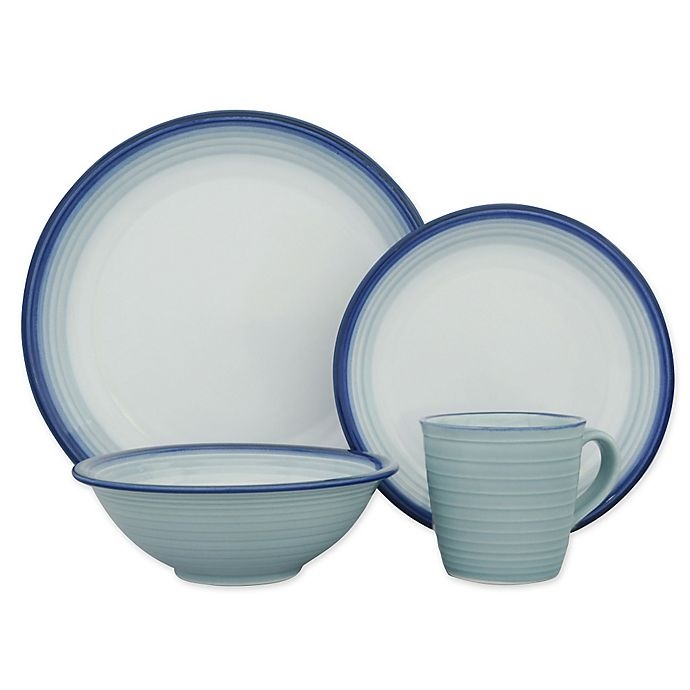 slide 1 of 1, Sango Avalon Dinnerware Set - Aqua, 16 ct