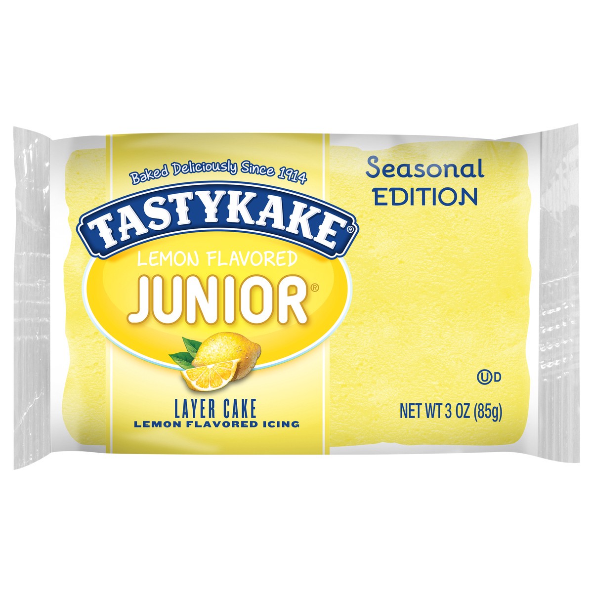 slide 1 of 7, Tastykake Lemon Junior, Lemon Flavored Icing, Layered Snack Cake, 3 oz, 3 oz