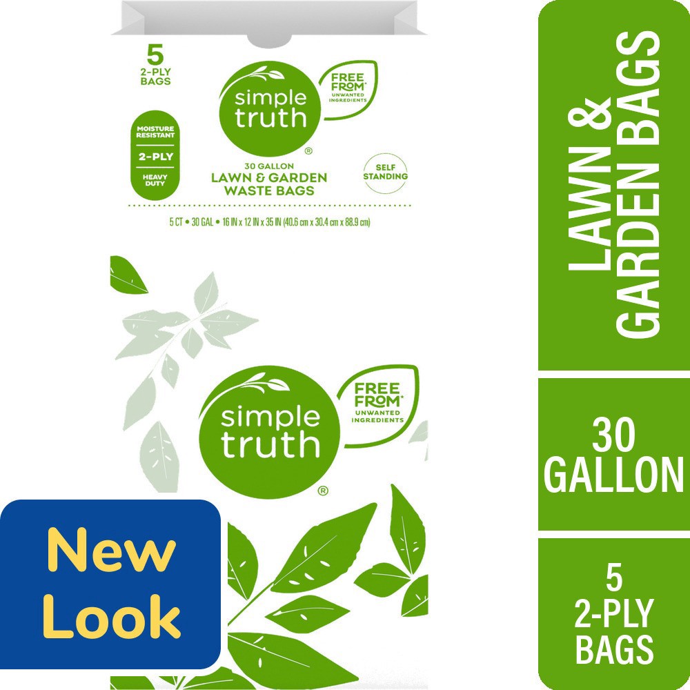 slide 3 of 4, Simple Truth 30 Gallon Lawn & Garden Leaf Waste Bags, 5 ct