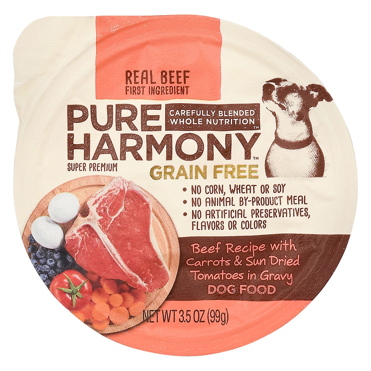slide 1 of 8, Pure Harmony Dog Food Grain Free Dog Food - Beef With Carrots & Sundried Tomatoes, 3.5 oz