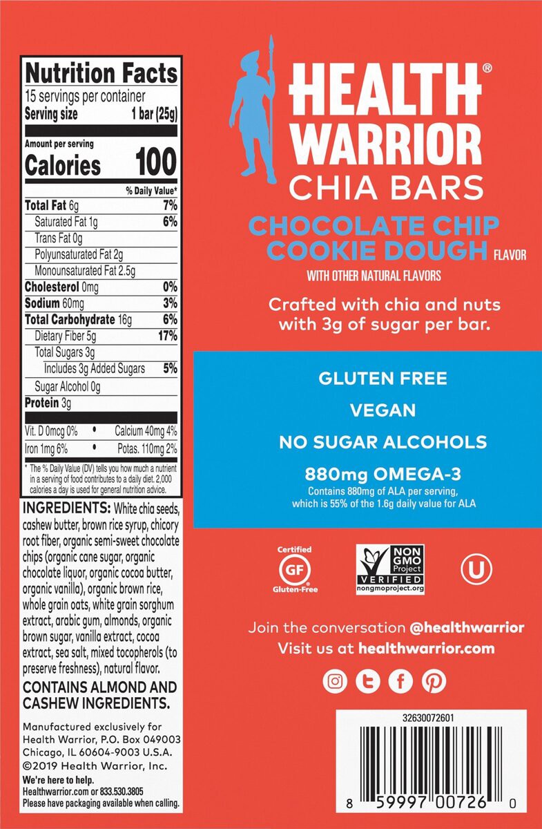 slide 2 of 7, Health Warrior Chia Bar, 13.2 oz