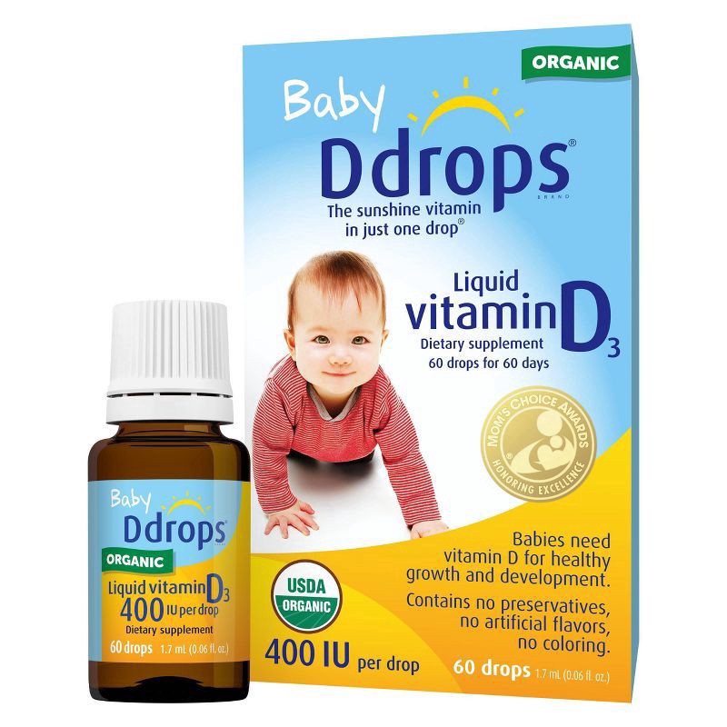 slide 1 of 6, Ddrops Baby Vitamin D 400 IU Organic Liquid Drops - 0.06 fl oz, 0.06 fl oz