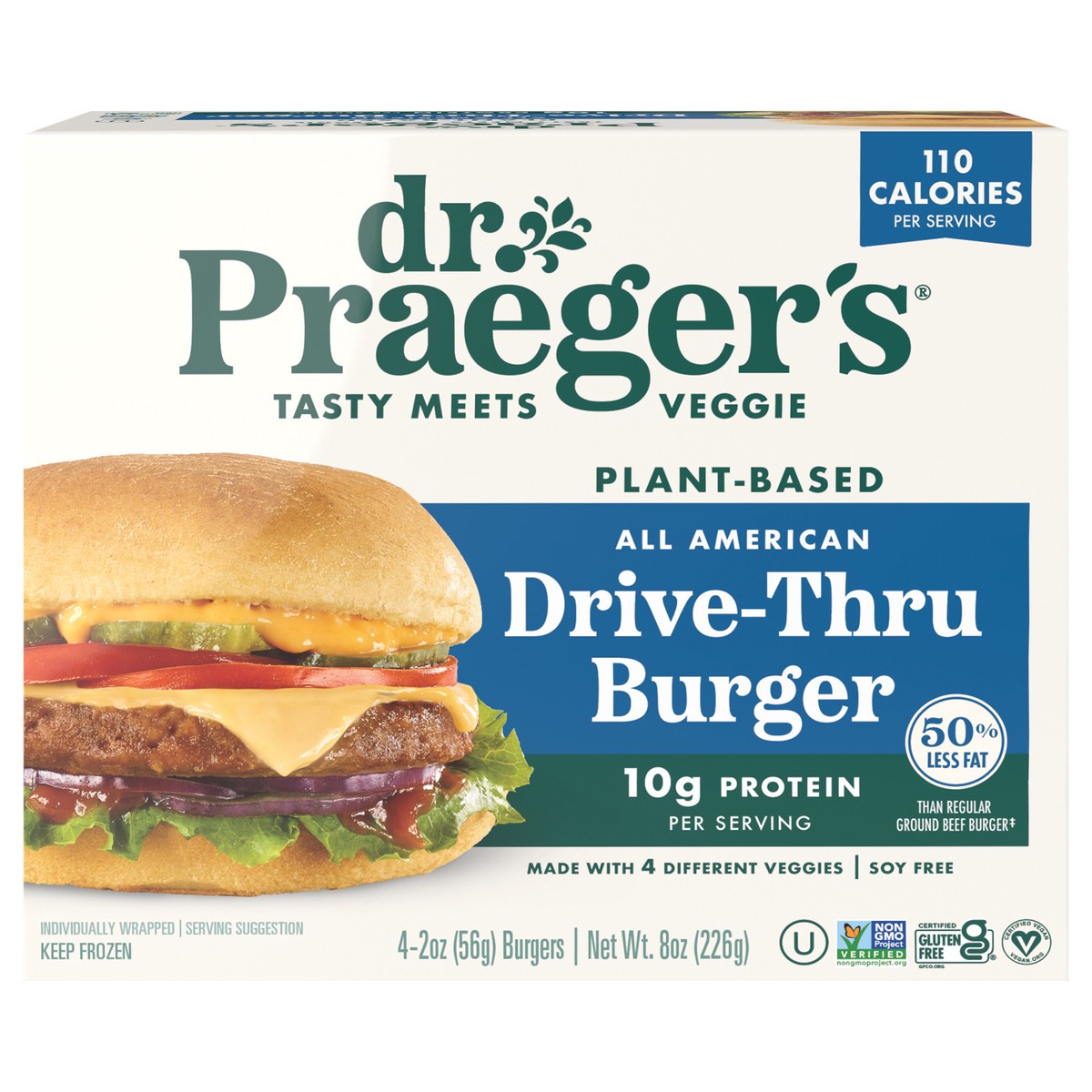 slide 1 of 13, Dr. Praeger's Burger, Drive-Thru, All American, 4 ct