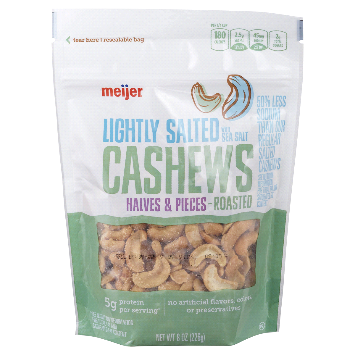 slide 1 of 5, Meijer Lightly Salted Cashews Halves & Pieces, 8 oz