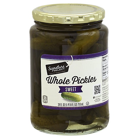 slide 1 of 1, Signature Select Pickles Whole Sweet, 24 fl oz