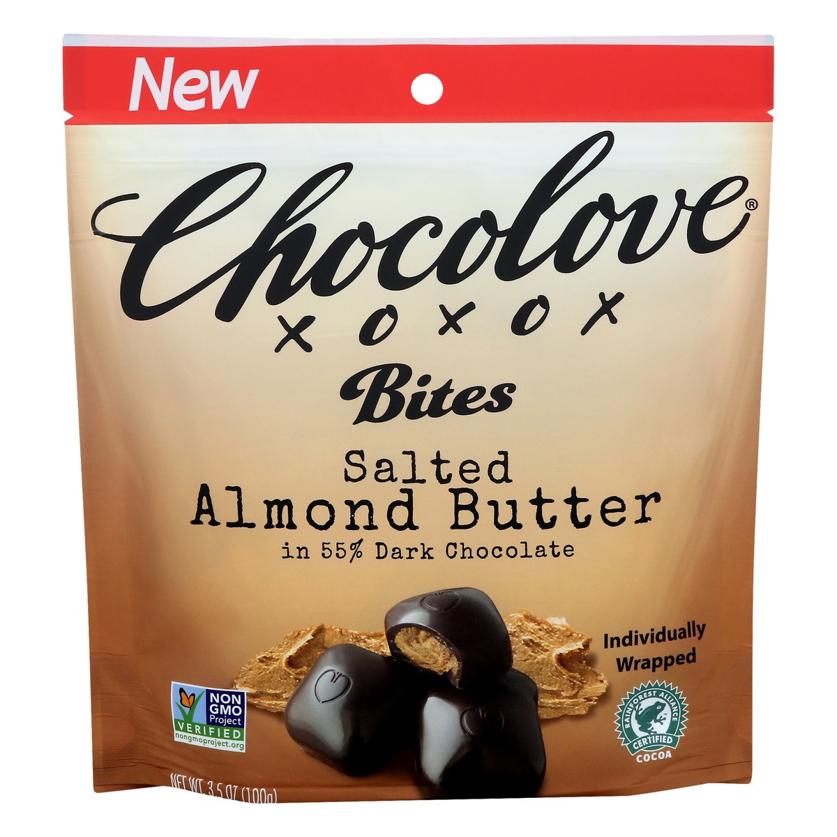 slide 1 of 10, Chocolove 55% Salted Almond Butter Dark Chocolate Bites 3.5 oz, 3.5 oz