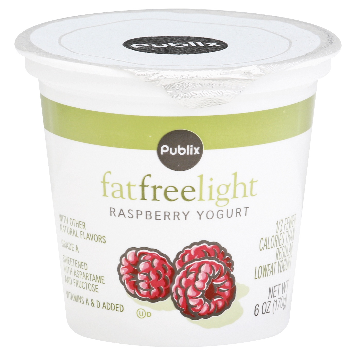 slide 1 of 1, Publix Fat Free Light Raspberry Yogurt, 6 oz