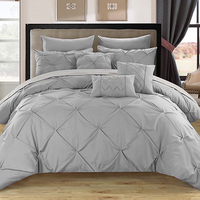 slide 2 of 5, Chic Home Salvatore King Comforter Set - Silver, 10 ct