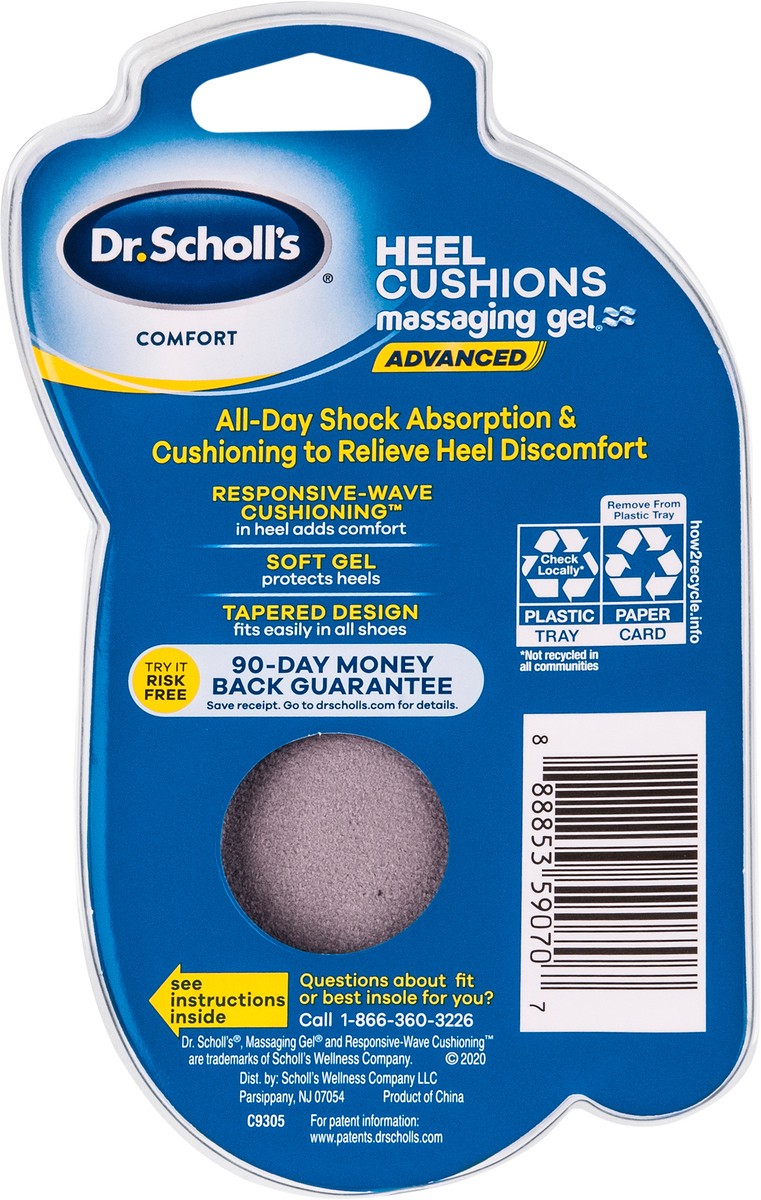 slide 5 of 6, Dr. Scholl's Heel Cushions with Massaging Gel, Gel Heel Cups, All-Day Energizing Comfort, Absorb Shock, Reduce Impact & Stress, Gel Cushioning Pad Insert, Fit All Shoes, Women's 6-10, 1 Pair, 1 ct
